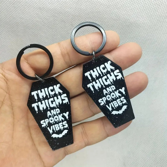 Thick Thighs Spooky Vibes Keychain