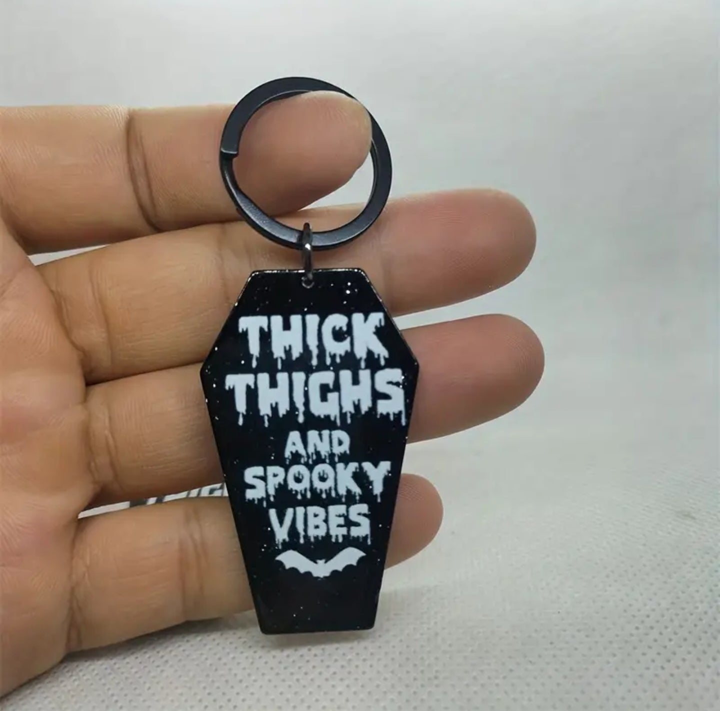 Thick Thighs Spooky Vibes Keychain