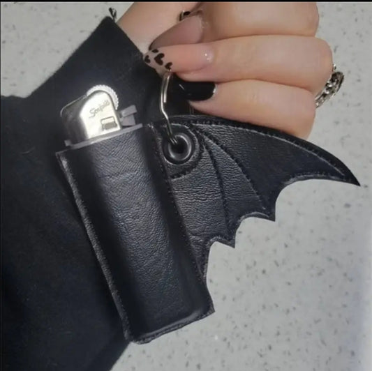 Bat Wing Lighter Keychain - Black