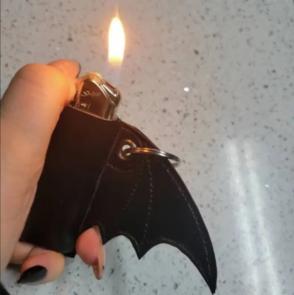 Bat Wing Lighter Keychain - Black