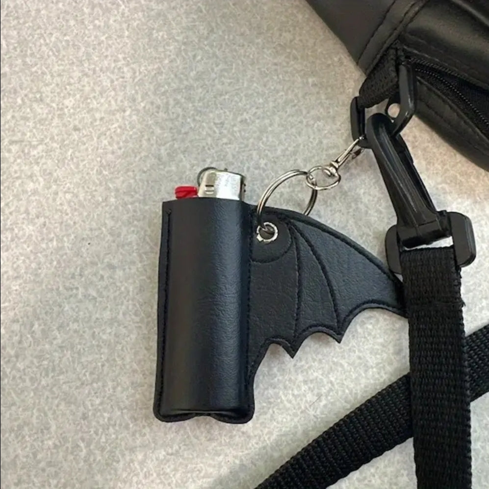 Bat Wing Lighter Keychain - Black