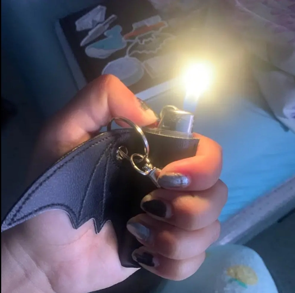 Bat Wing Lighter Keychain - Black