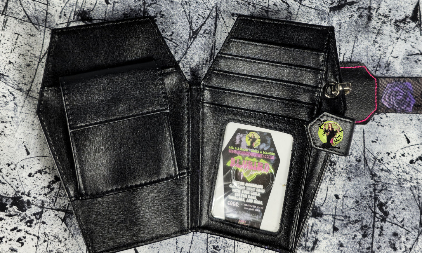 BLUBIRD REVIVED LLC EXCLUSIVE - Ready To Ship Coffin Wallet Wristlet with card slots & change/money compartments